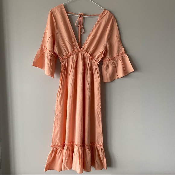🍑 Peachy ruffle midi dress - Picture 3 of 8